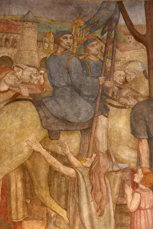 Fresco painted by Paul Lemasson in 1927, of Sainte Genevieve' Fresco painted by Paul Lemasson in 1927, of Sainte Genevieve'