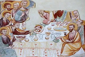 Fresco by Rinaldo da Taranto of the Last Supper in Santa Maria del Casale church Fresco by Rinaldo da Taranto of the Last Supper in Santa Maria del Casale church