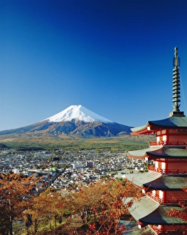 Fujiyoshida City View Prints: Fuji with Mt