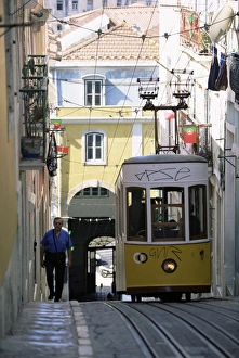 Travel Photography Lisbon Prints: Funicular at Elevador da Bica