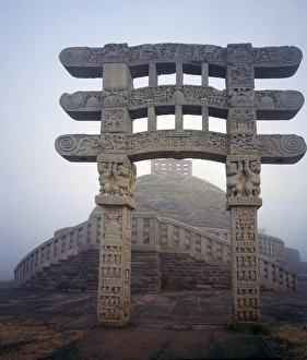 UNESCO Heritage Site Asia Prints: Gateway, Buddhist stupa