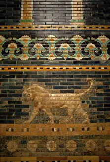 Glazed tiles of Nebuchadnezzars Babylon, Pergamon Museum, Berlin, Germany, Europe Glazed tiles of Nebuchadnezzars Babylon, Pergamon Museum, Berlin, Germany, Europe