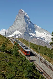 Gornergrat Railway in front of the Matterhorn, Riffelberg, Zermatt, Valais Gornergrat Railway in front of the Matterhorn, Riffelberg, Zermatt, Valais