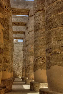 Luxor Egypt Tourism Prints: The Great Papyrus Columns, Hypostyle