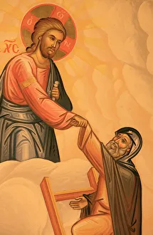 Greek Orthodox icon depicting the ladder of virtues, Thessaloniki, Macedonia, Greece Greek Orthodox icon depicting the ladder of virtues, Thessaloniki, Macedonia, Greece