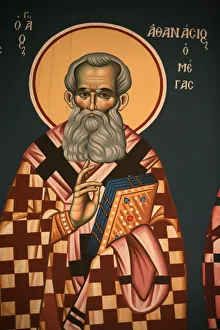 Macedonia Prints: Greek Orthodox Icon Print of St. Athanasios the Great, Thessaloniki