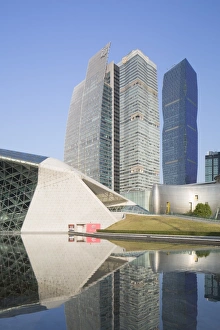 Guangzhou Opera House and skyscrapers in Zhujiang New Town, Tian He, Guangzhou, Guangdong Guangzhou Opera House and skyscrapers in Zhujiang New Town, Tian He, Guangzhou, Guangdong