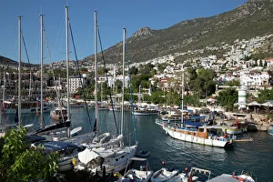 Gulets in harbour, Kalkan, Lycia, Antalya Province, Mediterranean Coast, Southwest Turkey, Turkey, Asia Minor, Eurasia Gulets in harbour, Kalkan, Lycia, Antalya Province, Mediterranean Coast, Southwest Turkey, Turkey, Asia Minor, Eurasia