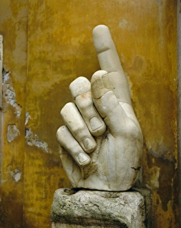 Print of a marble hand from the Colossus statue in Rome, Italy