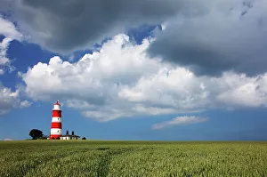 UK Lighthouses Prints: Happisburgh Lighthouse, Norfolk, England, United Kingdom, Europe