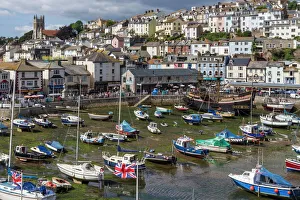 Prints of Harbour, Brixham, Devon, England, United Kingdom, Europe Aerial View Prints: Brixham Harbour Print, Devon Coastline