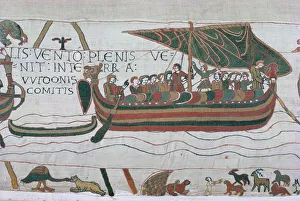 Harold Steers Ship Across English Channel in Bayeux Tapestry