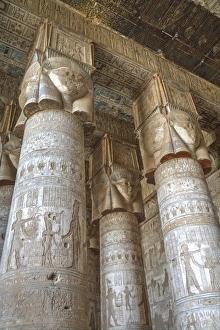 Temple Of Hathor Egypt Prints: Hathor-headed columns, Hypostyle Hall, Temple of Hathor, Dendera, Egypt, North Africa