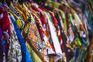 Hawaiian shirts for sale at Rarotonga Saturday Market (Punanga Nui Market), Avarua Town Hawaiian shirts for sale at Rarotonga Saturday Market (Punanga Nui Market), Avarua Town