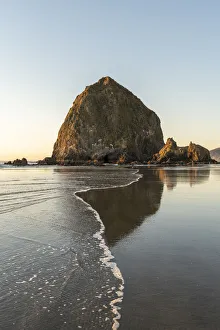 Haystack Rock Oregon Prints: Haystack Rock with low tide, Cannon Beach, Clatsop county, Oregon