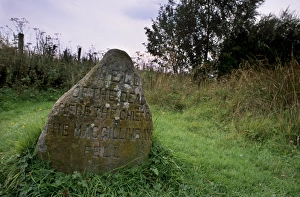 Prints of Headstone marking the Well of the Dead, Culloden Moor battlefield, near Inverness, Highland region, Scotland, United Kingdom, Europe Inverness Prints: Culloden Moor Battlefield Headstone Print