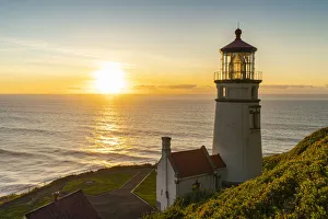 Heceta Head Lighthouse at sunset, Florence, Lane county, Oregon, United States of America Heceta Head Lighthouse at sunset, Florence, Lane county, Oregon, United States of America