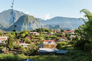 Indian Ocean Scenic Views Prints: Hell-Bourg with the Piton d'Anchaing in the background, Cirque de Salazie, Reunion