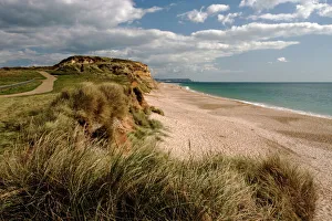 Prints of Hengistbury Head, Christchurch Bay, Dorset, England, United Kingdom, Europe Dorset Prints: Hengistbury Head Print, Dorset Coastline