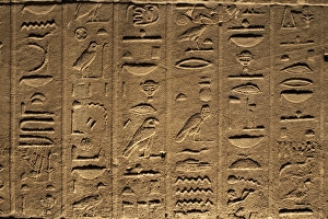 Hieroglyphs adorn the walls of the Temple of Philae, UNESCO World Heritage Site Hieroglyphs adorn the walls of the Temple of Philae, UNESCO World Heritage Site
