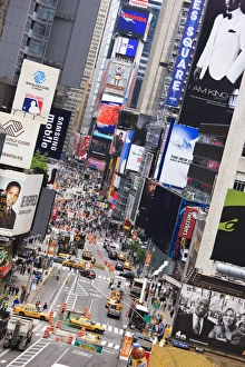 NYC Travel Destinations Prints: High angle view of Broadway looking towards Times Square, Manhattan, New York City