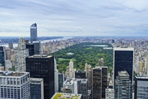Central Park View Prints: High angle view overlooking Central Park