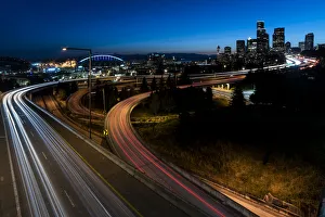 Highways and skyline, Seattle, Washington State, United States of America, North America Highways and skyline, Seattle, Washington State, United States of America, North America
