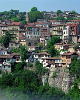 Houses on a hill in the town of Veliko Turnovo in Bulgaria, Europe Houses on a hill in the town of Veliko Turnovo in Bulgaria, Europe