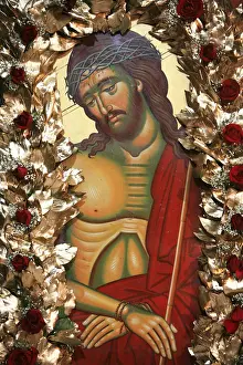 Macedonia Prints: Greek Orthodox Christ Icon Print