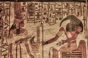 Luxor UNESCO Site Prints: Image of Nefertari on left and God Thoth
