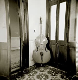 Images Dated 26th January 2000: Image taken with a Holga medium format 120 film toy camera of double bass resting against wall