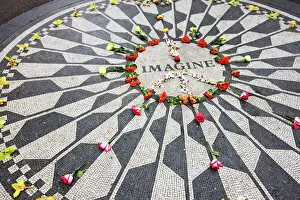 Prints of The Imagine Mosaic memorial to John Lennon who lived nearby at the Dakota Building, Strawberry Fields, Central Park, Manhattan, New York City, New York, United States of America, North America United States Of America Prints: The Imagine Mosaic Print, Central Park Manhattan