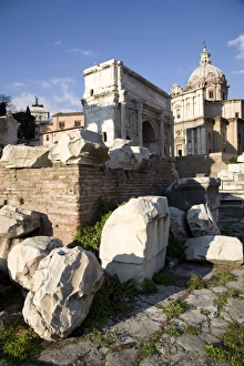Italian Historical Architecture Prints: The Imperial Forums, Settimio Severo arch, and the church of San Francesco dei Falegnami