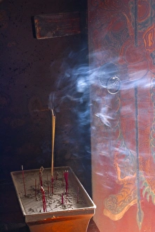 Incense smoke, Tin Hau temple, Sai kung, Hong Kong, China, Asia Incense smoke, Tin Hau temple, Sai kung, Hong Kong, China, Asia