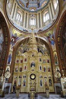 European Monastery Architecture Prints: Inside one of the churches, Curchi Monastery, Curchi, Moldova, Europe