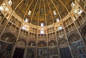 Emilia Romagna Travel Destination Prints: Interior of the Baptistry, Parma, Emilia Romagna, Italy, Europe