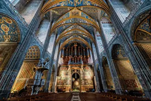 European Cathedrals Architecture Prints: Interior of the Cathedral Sainte-Cecile