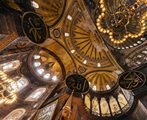 Interior of Hagia Sofia (Aya Sofya) Print, Istanbul, Turkey