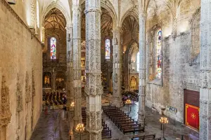 UNESCO World Heritage Site Lisbon Prints: Interior of Jeronimos Monastery (Hieronymites Monastery), Church of Santa Maria del Belem