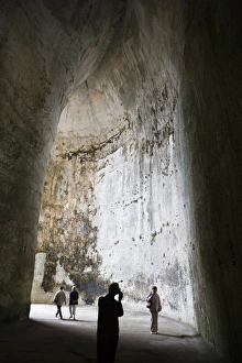 Limestone Formations Europe Prints: Interior of the Orecchio di Dionisio cavern, Neapolis, Siracusa, Sicily, Italy, Europe