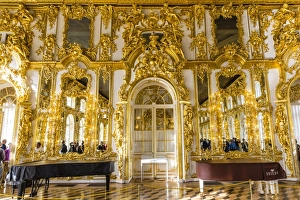 Interior view of the opulence in the Great Hall of the Catherine Palace, Tsarskoe Selo, St. Petersburg, Russia, Europe Interior view of the opulence in the Great Hall of the Catherine Palace, Tsarskoe Selo, St. Petersburg, Russia, Europe