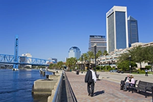 North America City Skylines Prints: Jacksonville Riverfront, Florida, United States of America, North America