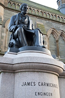 European Statues Prints: James Carmichael Statue, Albert Square, Dundee, Scotland