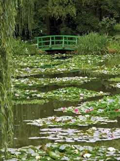 Prints of Japanese bridge and lily pond in the garden of the Impressionist painter Claude Monet, Giverny, Eure, Normandy, France, Europe France Prints: Japanese Bridge Print