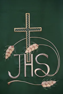 Jesus Christ Christogram or monogram in embroidery in Maria SS Jesus Christ Christogram or monogram in embroidery in Maria SS
