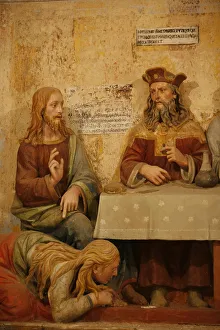 Jesus, Simon the Pharisee and the sinner, San Vivaldo, Tuscany, Italy, Europe Jesus, Simon the Pharisee and the sinner, San Vivaldo, Tuscany, Italy, Europe