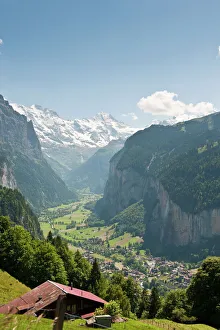 Jungfrau massif above Lauterbrunnen, Jungfrau Region, Switzerland, Europe Jungfrau massif above Lauterbrunnen, Jungfrau Region, Switzerland, Europe