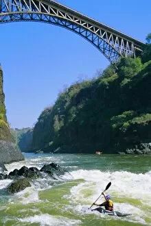 Victoria Falls Collection: Kayaking on the Zambezi River, Batoka Gorge, Victoria Falls, border of Zambia / Zimbabwe