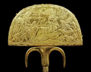 The kings fly-whisk, from the tomb of the pharaoh Tutankhamun, discovered in the Valley of the Kings, Thebes, Egypt The kings fly-whisk, from the tomb of the pharaoh Tutankhamun, discovered in the Valley of the Kings, Thebes, Egypt