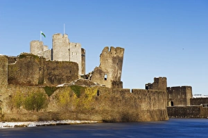 Historic Buildings In Wales Prints: Leaning tower, Caerphilly Castle, Caerphilly, Gwent, Wales, United Kingdom, Europe